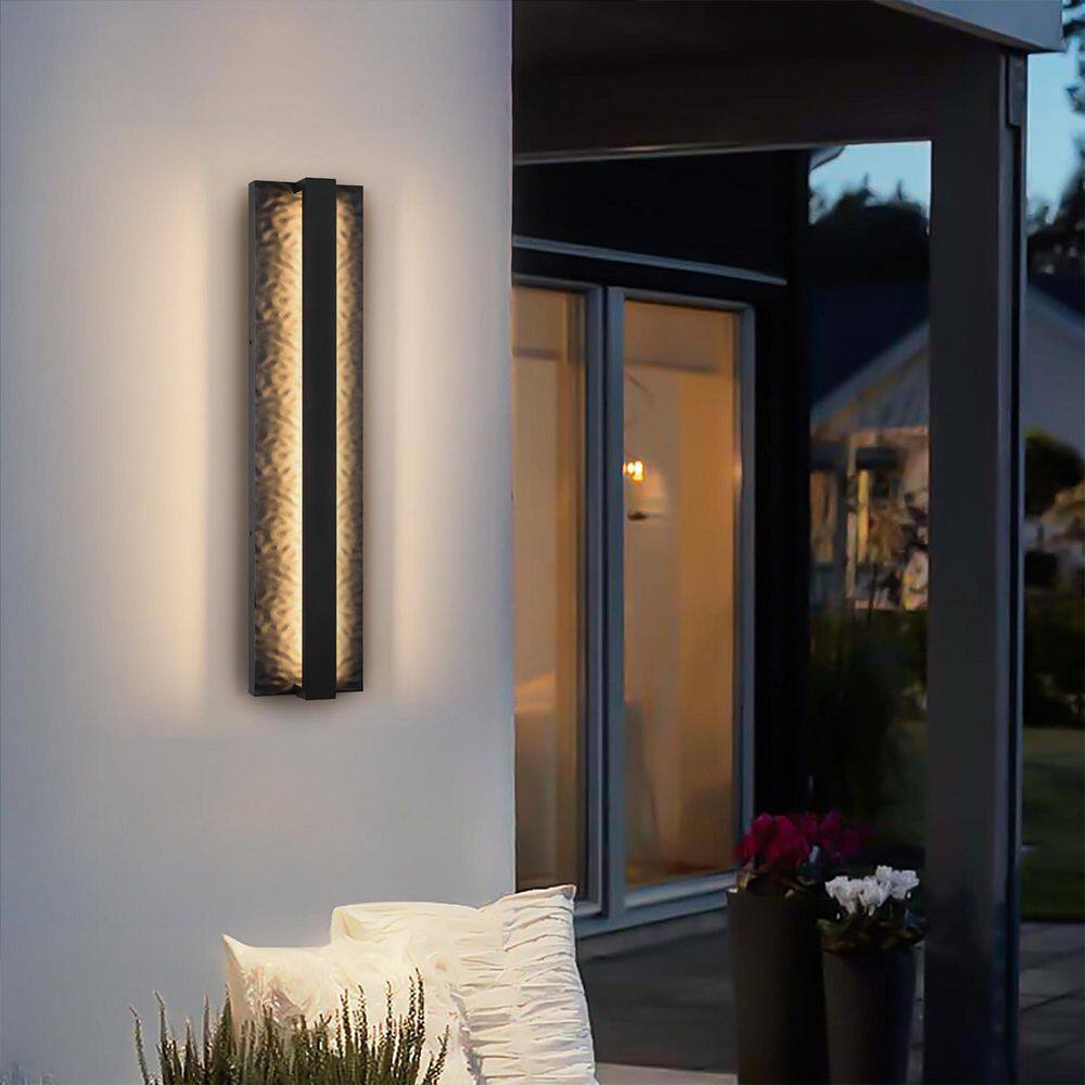 18.5 in. Modern Black Rectangular LED Indoor/Outdoor Hardwired Wall Lantern Sconce price history on PriceWatchPro