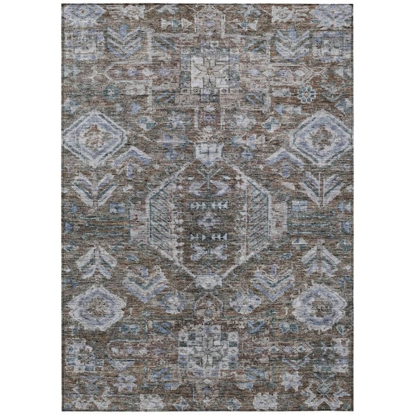 Chantille Machine Washable Indoor/Outdoor Abstract ACN2356 Chocolate 10 ft. x 14 ft. Area Rug