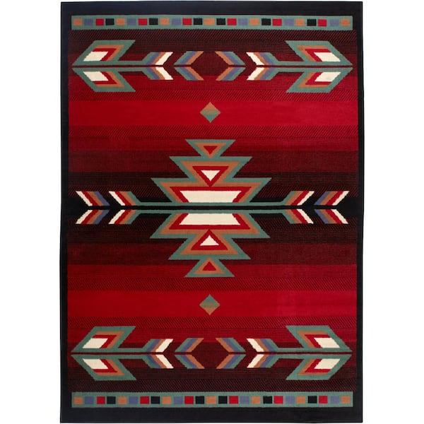 Home Dynamix Premium Black/Red 5 ft. x 7 ft. Southwestern Area Rug