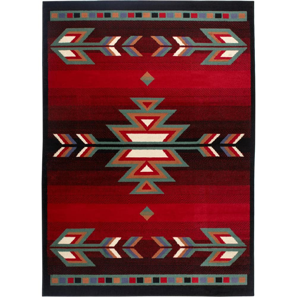 Home Dynamix Premium Sagrada Black/Red 4 ft. x 5 ft. Geometric Area Rug  3-7053-450 - The Home Depot