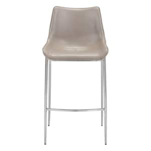 29.9 in. Gray Low Back Metal Bar Chair with Upholstery Seat Set of 2