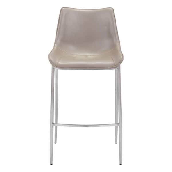 HomeRoots 29.9 in. Gray Low Back Metal Bar Chair with Upholstery Seat Set of 2