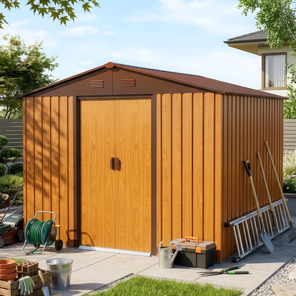 ToolCat 8 ft. W x 10 ft. D Metal Storage Shed Outdoor Tool Room