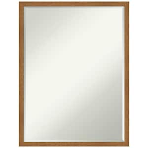 Carlisle Blonde Narrow 19 in. x 25 in. Petite Bevel Farmhouse Rectangle Wood Framed Wall Mirror in Brown