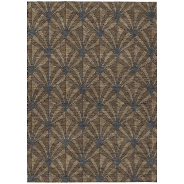 Chantille Machine Washable Indoor/Outdoor Abstract ACN2426 Chocolate 3 ft. x 4 ft. Area Rug