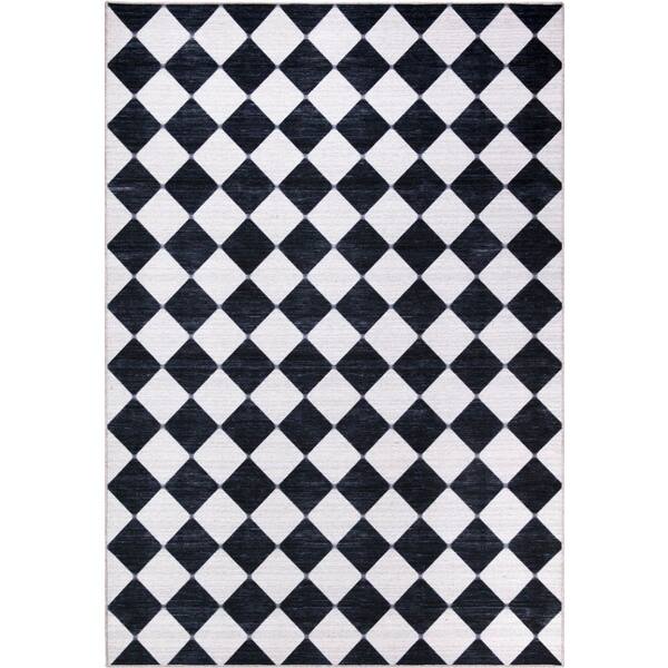 Abani Cream Area Rug For Living Room, Bedroom - Block Pattern- 8' X 10