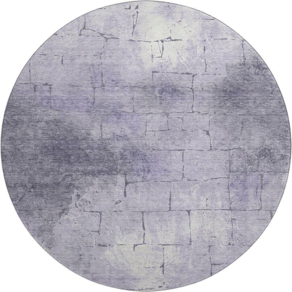 Mayfield Premium Machine Washable Abstract AMF2215 Lavender 8 ft. x 8 ft. Round Rug price history on PriceWatchPro