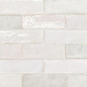 Zagora Rectangular 2 in. x 6 in. Glossy Blanc Ceramic Floor and Wall Tile (8.07 sq. ft./Case)