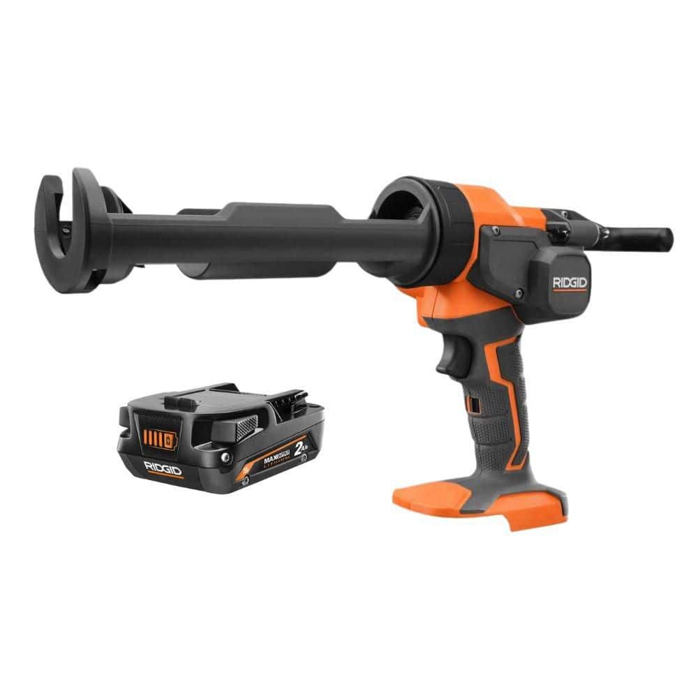 RIDGID 18V Cordless 10 oz. Caulk Gun and Adhesive Gun w/ 18V 2.0 Ah MAX Output Lithium-Ion Battery (R84044R840020)