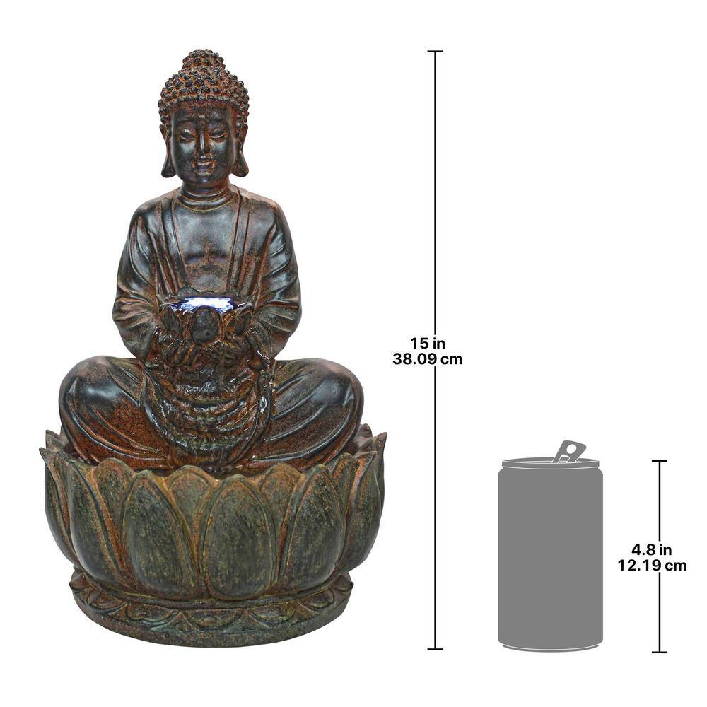 Bronze Buddha Garden Fountain with LED Light