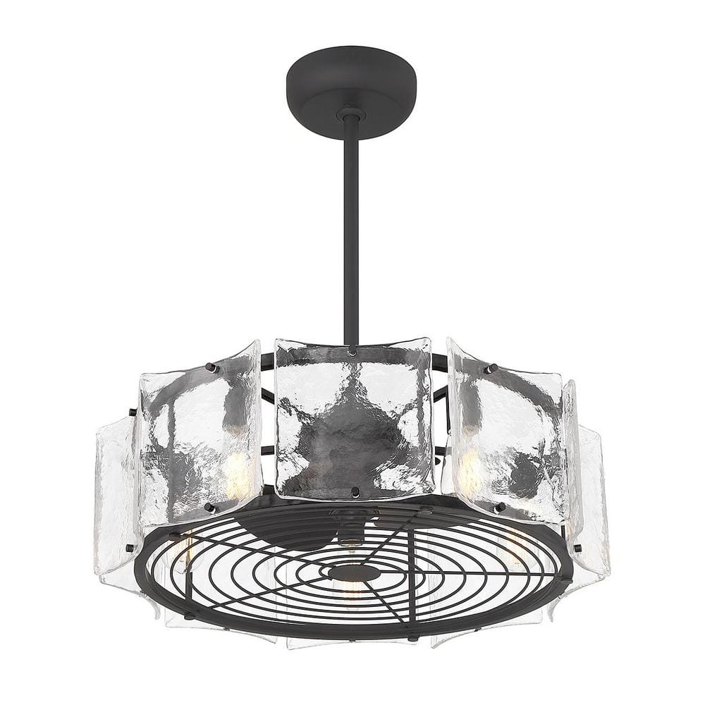 Matte Black 27" LED Chandelier Fan with Clear Glass