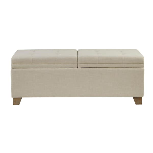 Madison Park Jaxon Natural 52.5 in. Bedroom Bench with Soft Close Storage