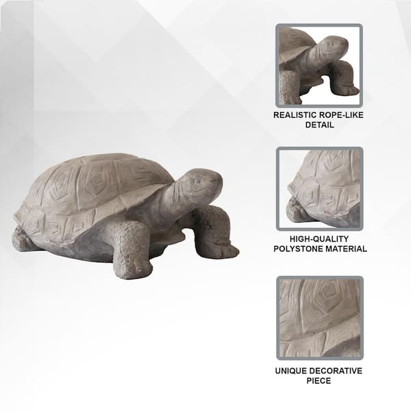 XBRAND 30.3 in. L Dark Grey Concrete Turtle Statue, Indoor or