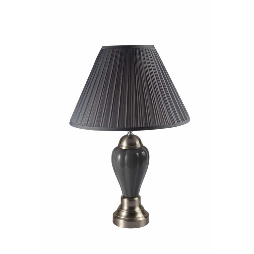 27 in. Gray Metal Bedside Table Lamp with Gray Shade price history on PriceWatchPro