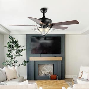 Moravia 52 in. 5-Light Black Farmhouse Rustic Iron Star Shade LED Ceiling Fan with Remote