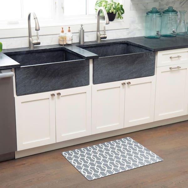 Cozy Living Kochi Lattice Grey 17.5 in. x 55 in. Anti Fatigue Kitchen Mat