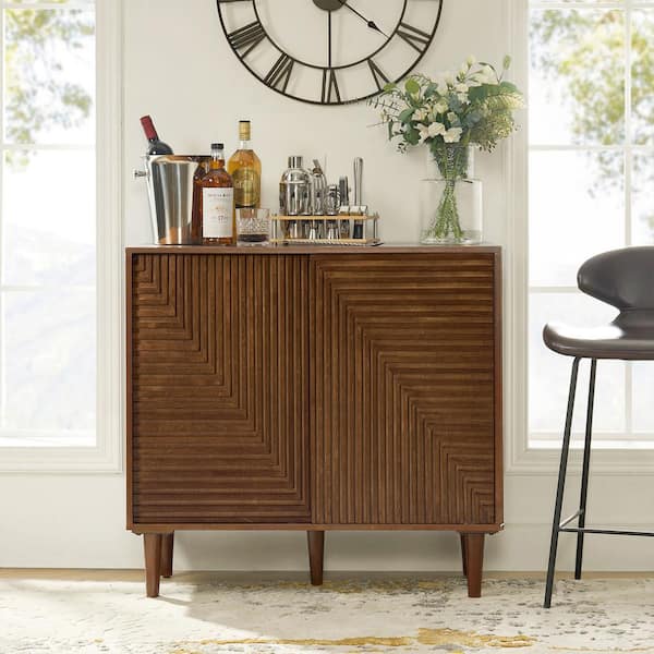 JAYDEN CREATION Winifred Walnut 34 in. Tall 2 - Door Accent