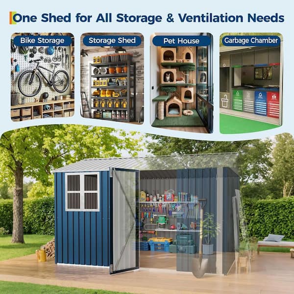 Garvee 10 ft. W x 8 ft. D Outdoor Metal Storage Shed with Window