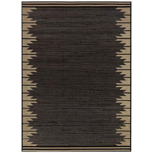 BALTA Merieme Black/Brown 5 ft. 3 in. x 7 ft. Border Indoor/Outdoor Area Rug