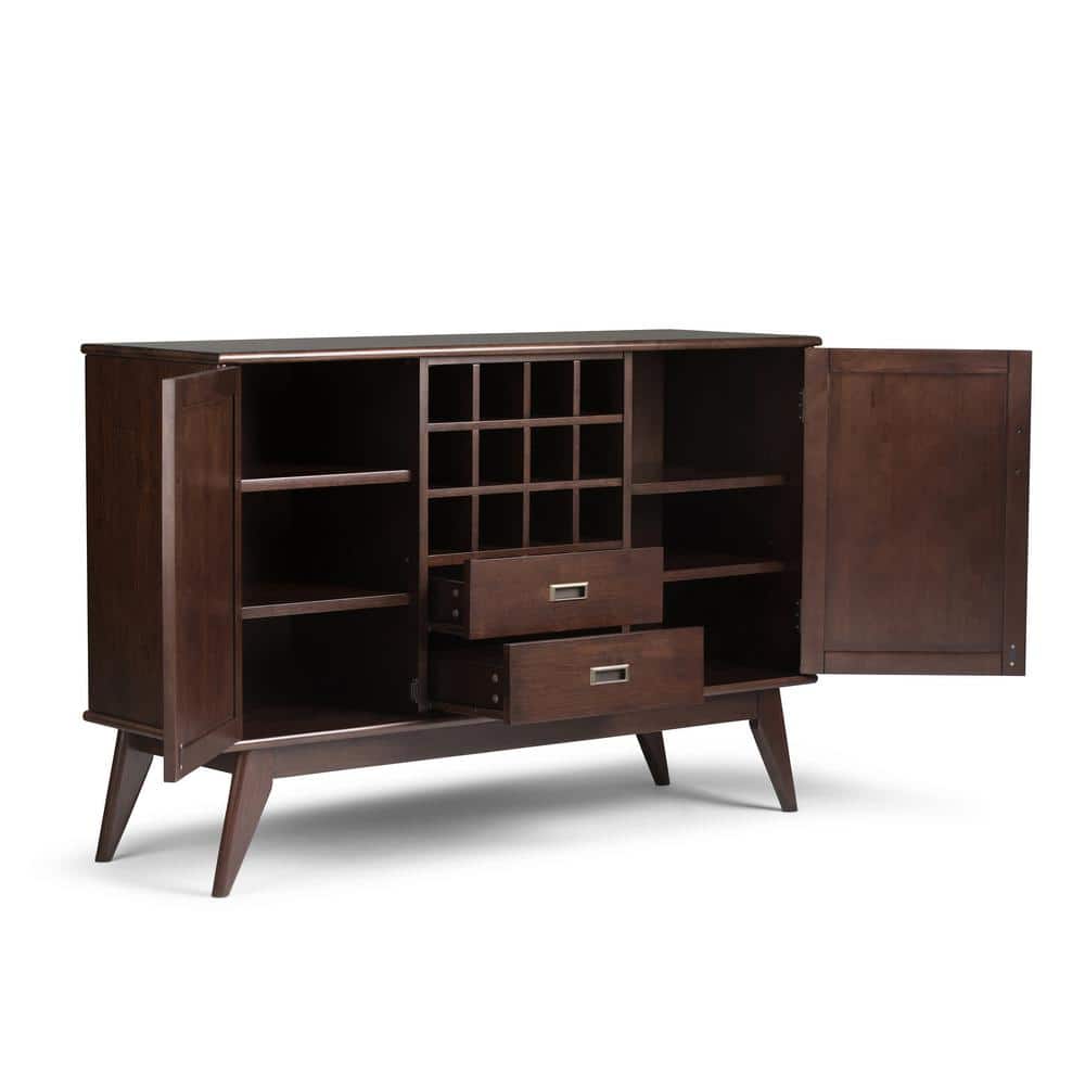 54'' Medium Auburn Brown Solid Hardwood Mid-Century Modern Sideboard