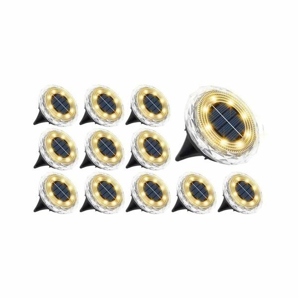 phyfalip Solar Ground Lights 12-Pack, Upgraded Solar Garden Lights Auto ...