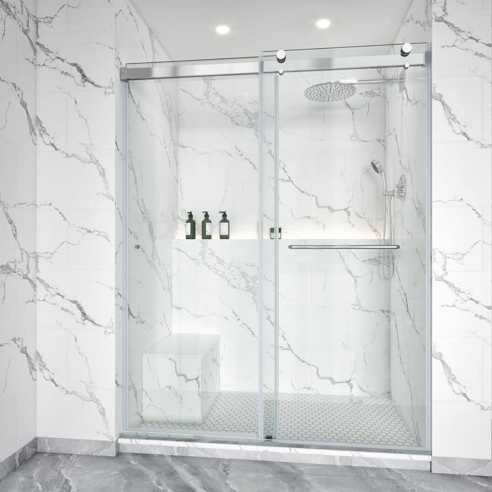 56-61 in. W x 72 in. H Double Sliding Frameless Shower Door in Chrome with 5/16 in. Clear SGCC Tempered Glass price history on PriceWatchPro