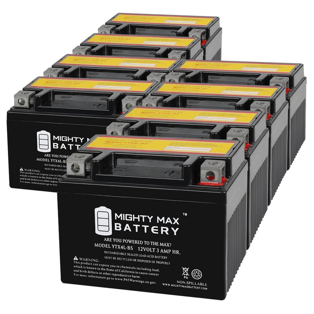 Mighty Max Battery Ytx4l Bs 12 Volt 3ah Motorcycle Battery Replaces Ytx4l Bs 8 Pack Max4026227 8929