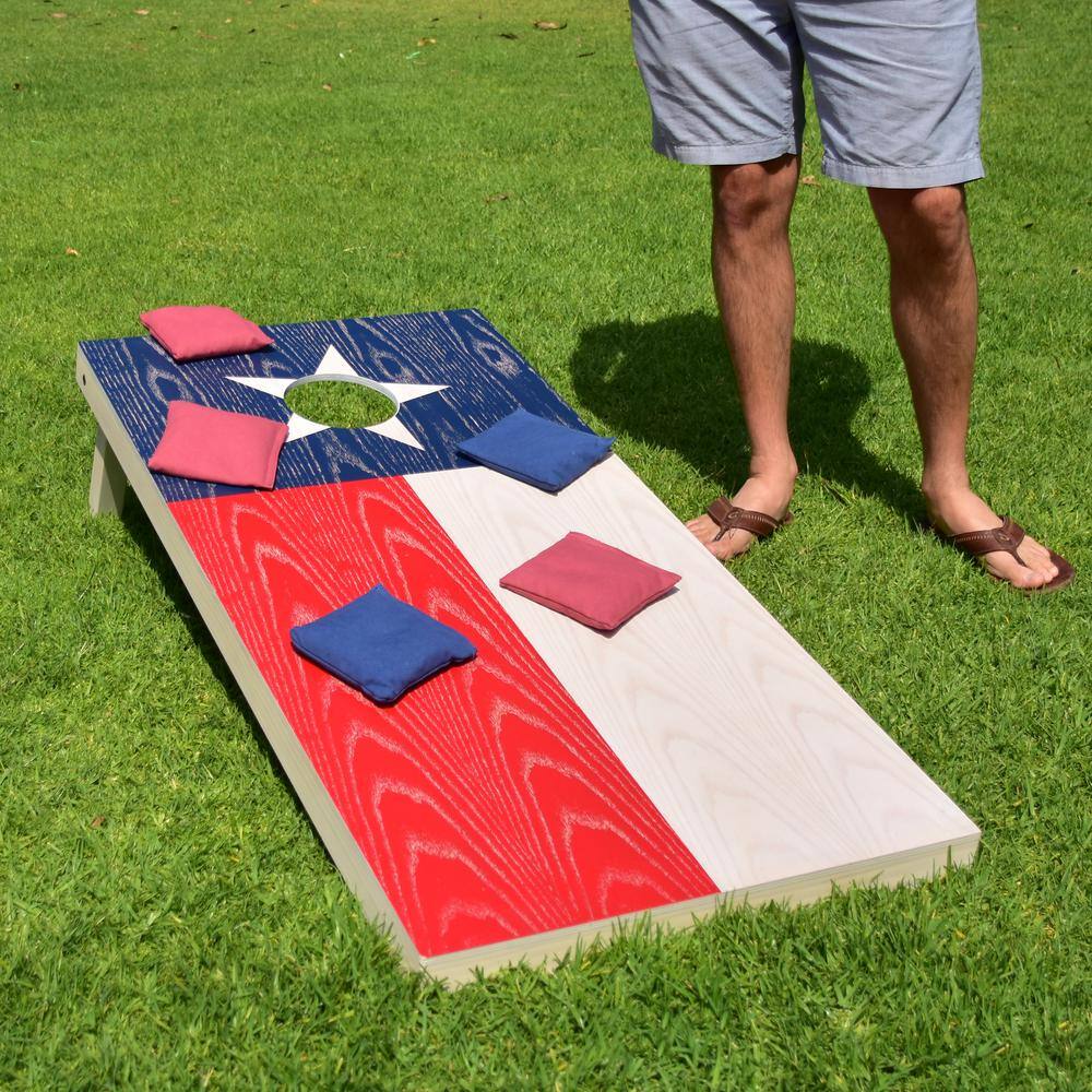 Texas Flag Design Wooden Cornhole Set with Bean Bags and Case