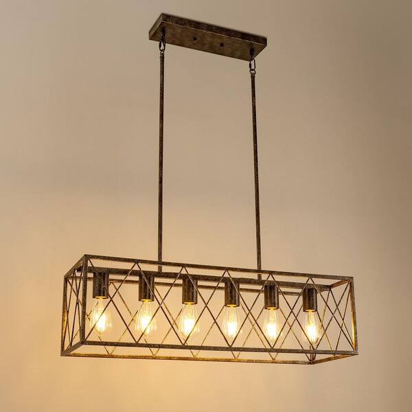Briignite 6-Light Brown/Oil Rubbed Bronze Farmhouse Chandelier for