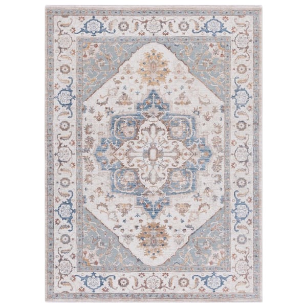 Ellwood 9 ft. x 12 ft. Beige/Blue Medallion Area Rug