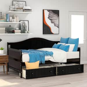 Espresso Twin Size Wooden Daybed with 2 Drawers
