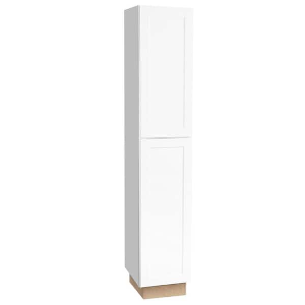 Hampton Bay Shaker 18 in. W x 24 in. D x 96 in. H Assembled Pantry Kitchen Cabinet in Satin White