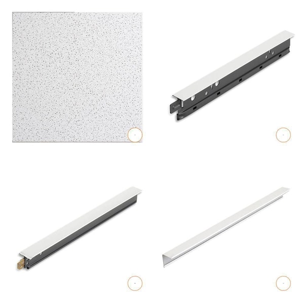 15/16 in. x 12 ft. Firecode Main Tee, 2 ft. x 2 ft. White Ceiling Tile (64 sq. ft.), 7/8 in. x 12 ft. Wall Molding Combo