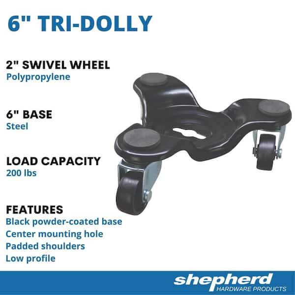 6 in. Steel Tri-Dolly with 200 lb. Load Rating