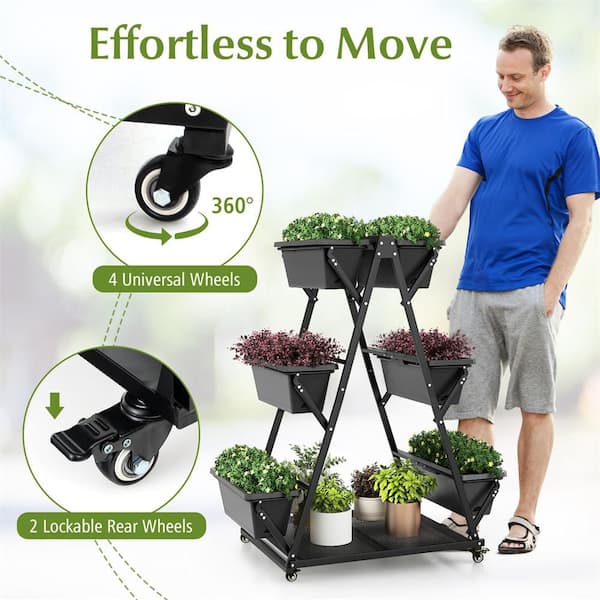 HONEY JOY Metal Black Raised Garden Bed Planter Stand Elevated