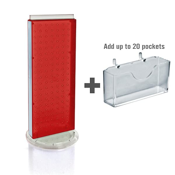 Azar Displays 21 in. H X 8 in. W Counter Pegboard Gift Card Holder in Red (20-Pockets)