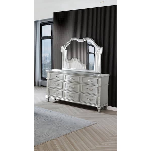 Nila Silver 9-Drawer 20 in. W Dresser with Mirror