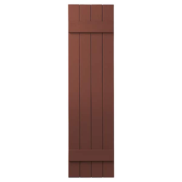 Ply Gem 15 in. x 47 in. Polypropylene 4-Board Closed Board and Batten Shutters Pair in Red