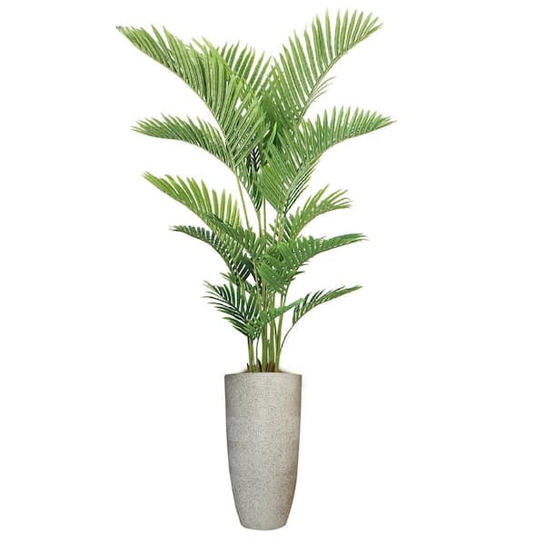 VINTAGE HOME Artificial Faux Real Touch 6.42 ft. Tall Palm Tree with Fiberstone Planter