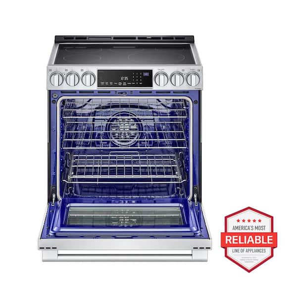STUDIO 6.3 cu. ft. SMART Slide-In Electric Range in Stainless Steel with Instaview, ProBake, Air Fry and Air Sous Vide
