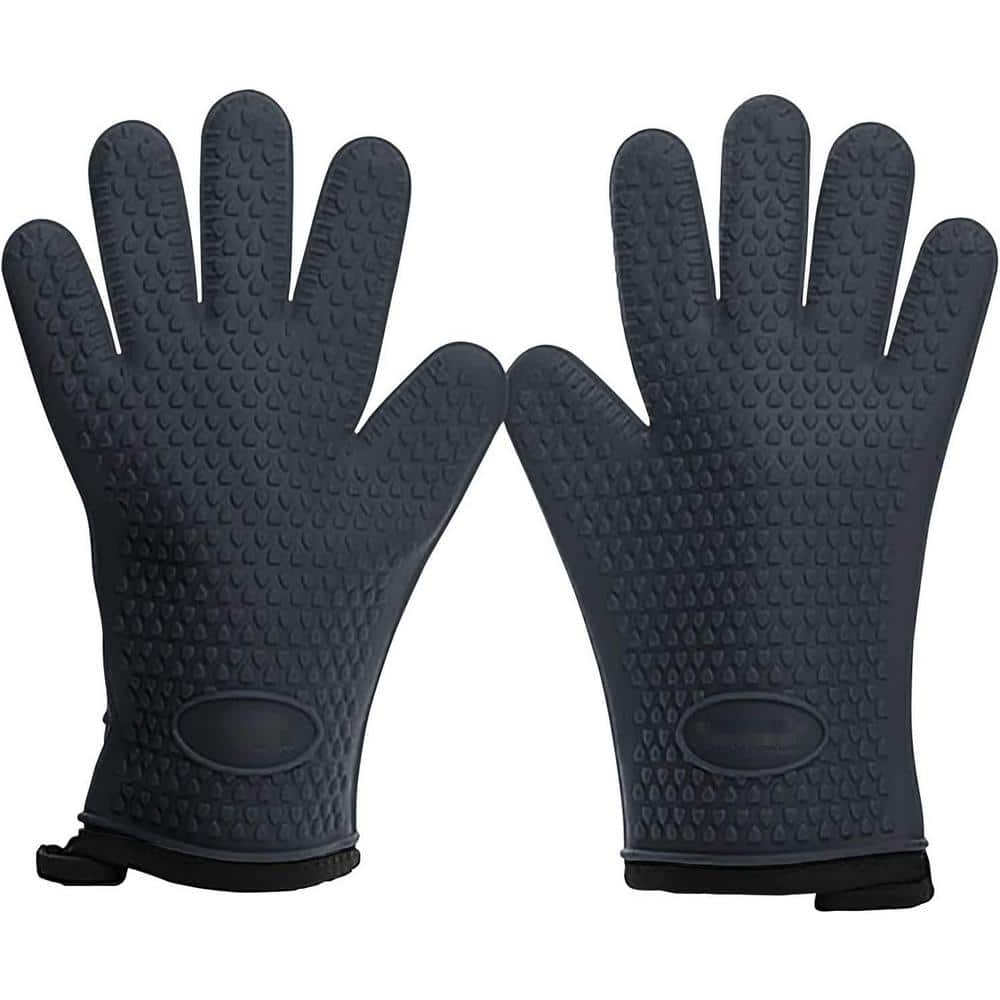 Heat-Resistant Silicone Oven Mitts with Non-Slip Grip - 11'' Waterproof and  Durable Cooking Gloves Hot Mitts for Baking, Grilling, and Outdoor