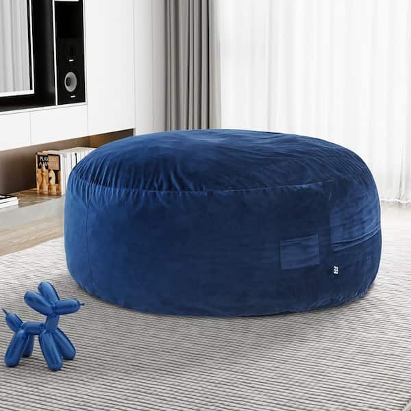 Kade Velour Medium Memory Foam Navy Bean Bag