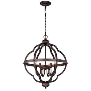Indoor 6-light Oil Rubbed Bronze Globe Candlestick Pendant Light Adjustable Height 27.75-96 in.