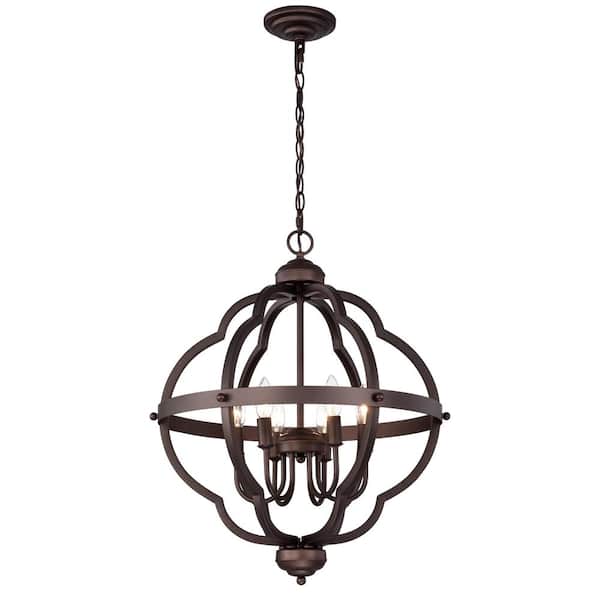 Indoor 6light Oil Rubbed Bronze Globe Candlestick Pendant Light Adjustable Height 27.7596 in