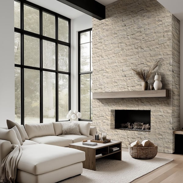 Riverrun Beige Panel 9 in. x 24 in. Splitface Sandstone Stone Look Wall and Backsplash Tile (90 sq. ft. /Pallet)