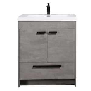 Lugano 30 in. W x 19 in. D x 36 in. H Single Bath Vanity in Cement Gray with White Acrylic Top and White Integrated Sink