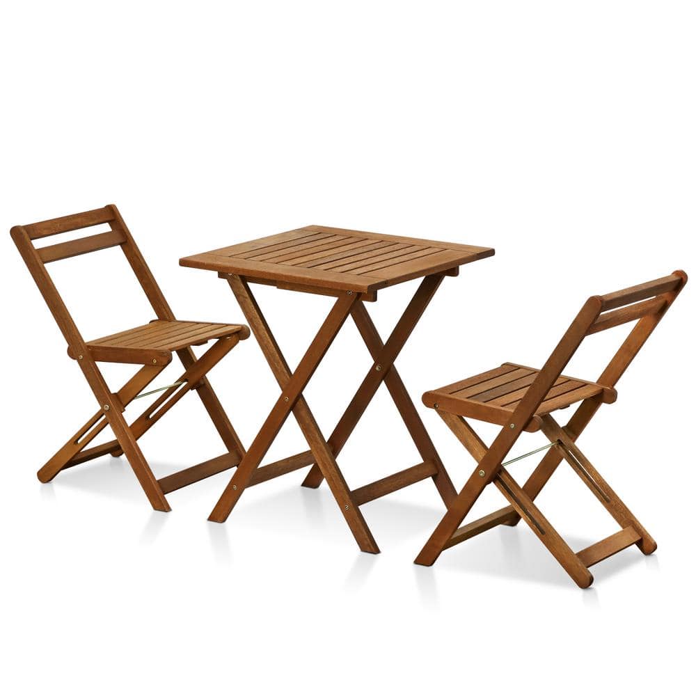 Furinno Tioman 3Piece Teak Hardwood Outdoor Bistro Table Set FG3611298