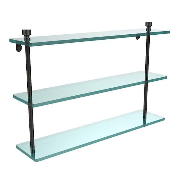 Allied Brass 22 in. L x 12 in. H x 5 in. W 2-Tier Clear Glass Bathroom Shelf  with Towel Bar in Oil Rubbed Bronze P1000-2TB/22-GAL-ORB - The Home Depot