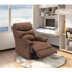 30 in. Brown Microfiber Manual Recliner Chair with Remote Controlled Heated Massage