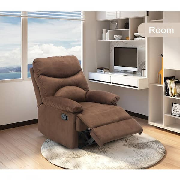 Pinksvdas 30 in. Brown Microfiber Manual Recliner Chair with